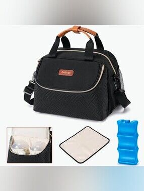 Babeyer NWT Black 3-n-1 Breastmilk Cooler Bag with Removable Shoulder Straps